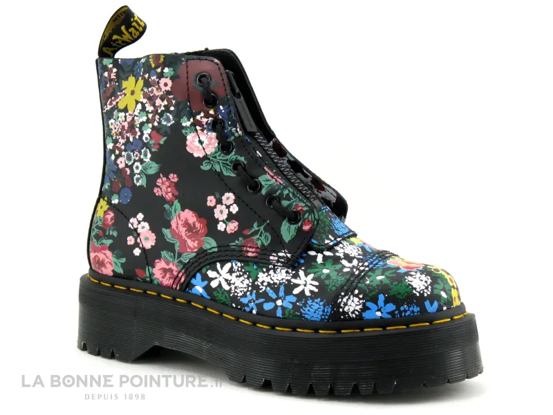 Achat chaussures Dr Martens Femme Boots, vente Dr Martens SINCLAIR Black - Floral mash up backhand - Boots plateforme