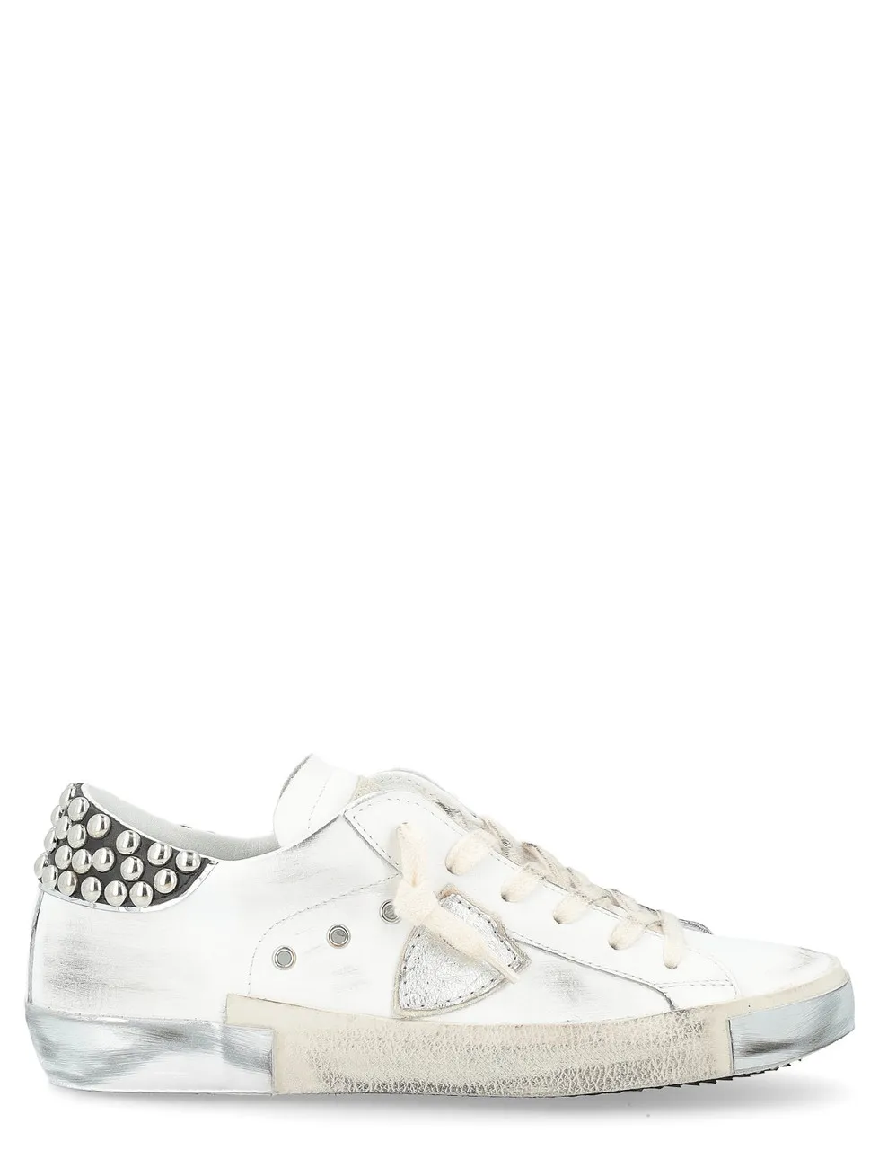 Baskets Philippe Model Paris X en cuir blanc avec clous