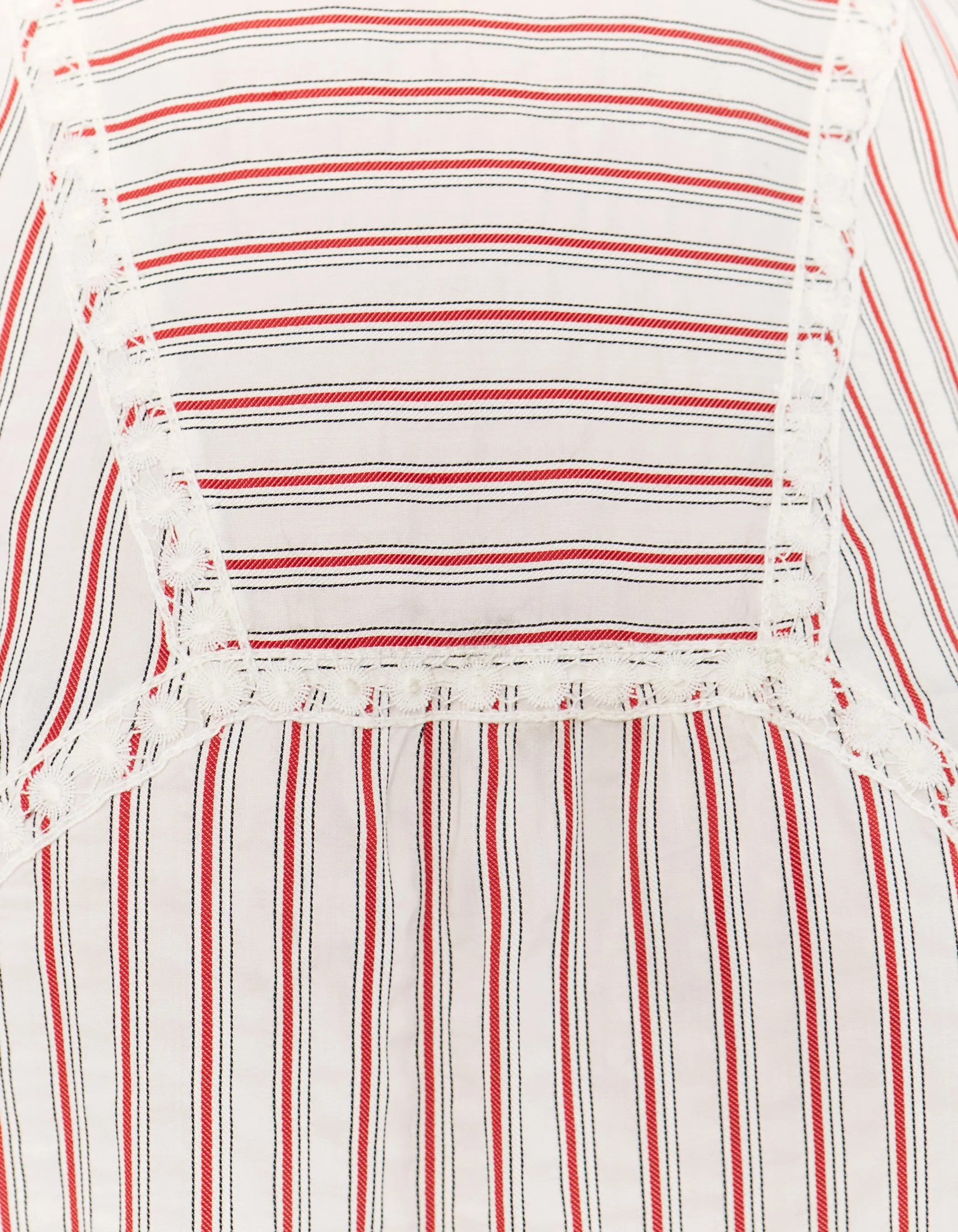 Blouse à rayures et galons de dentelle femme
