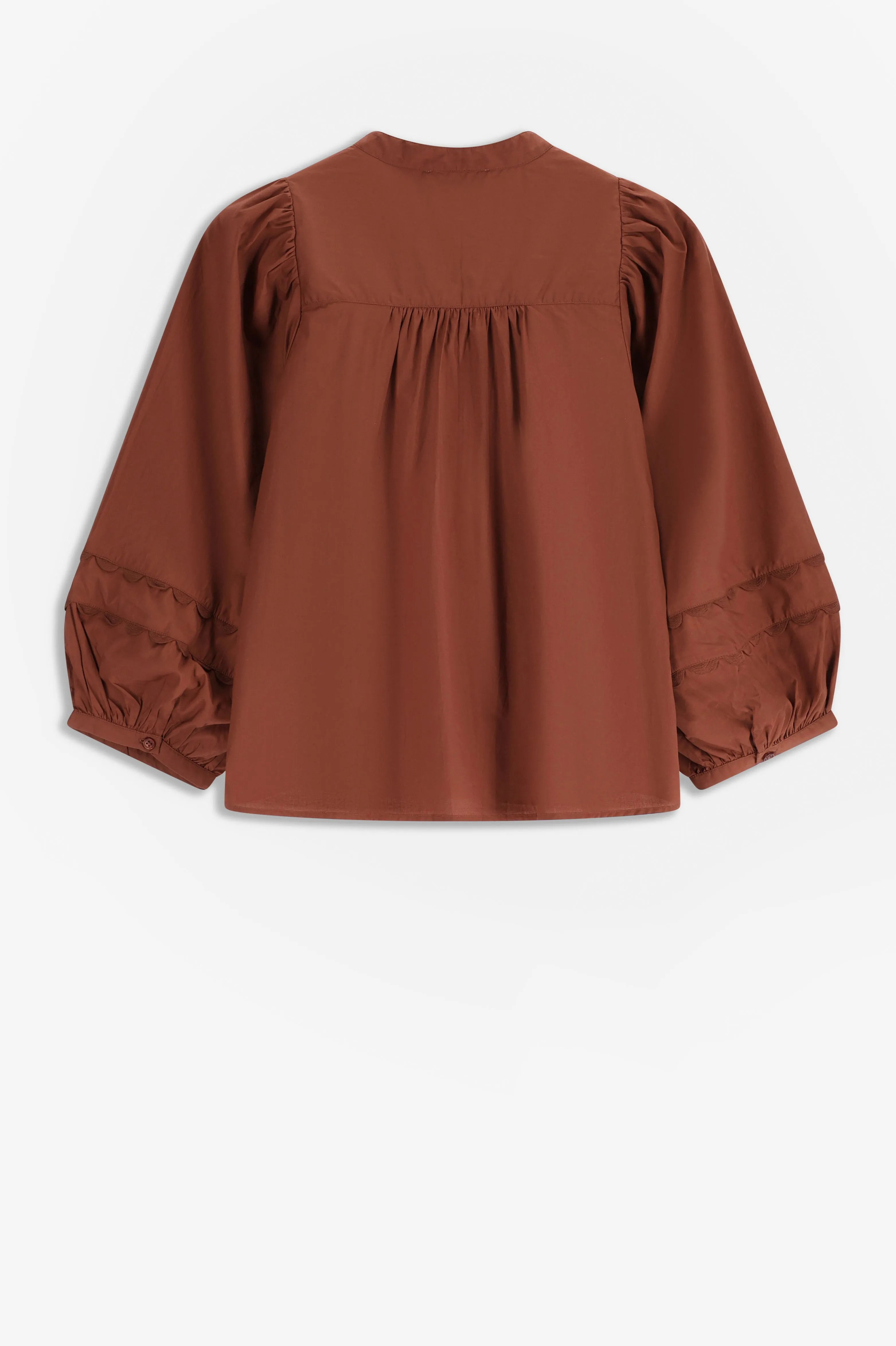 Blouse en popeline avec fronces - marron