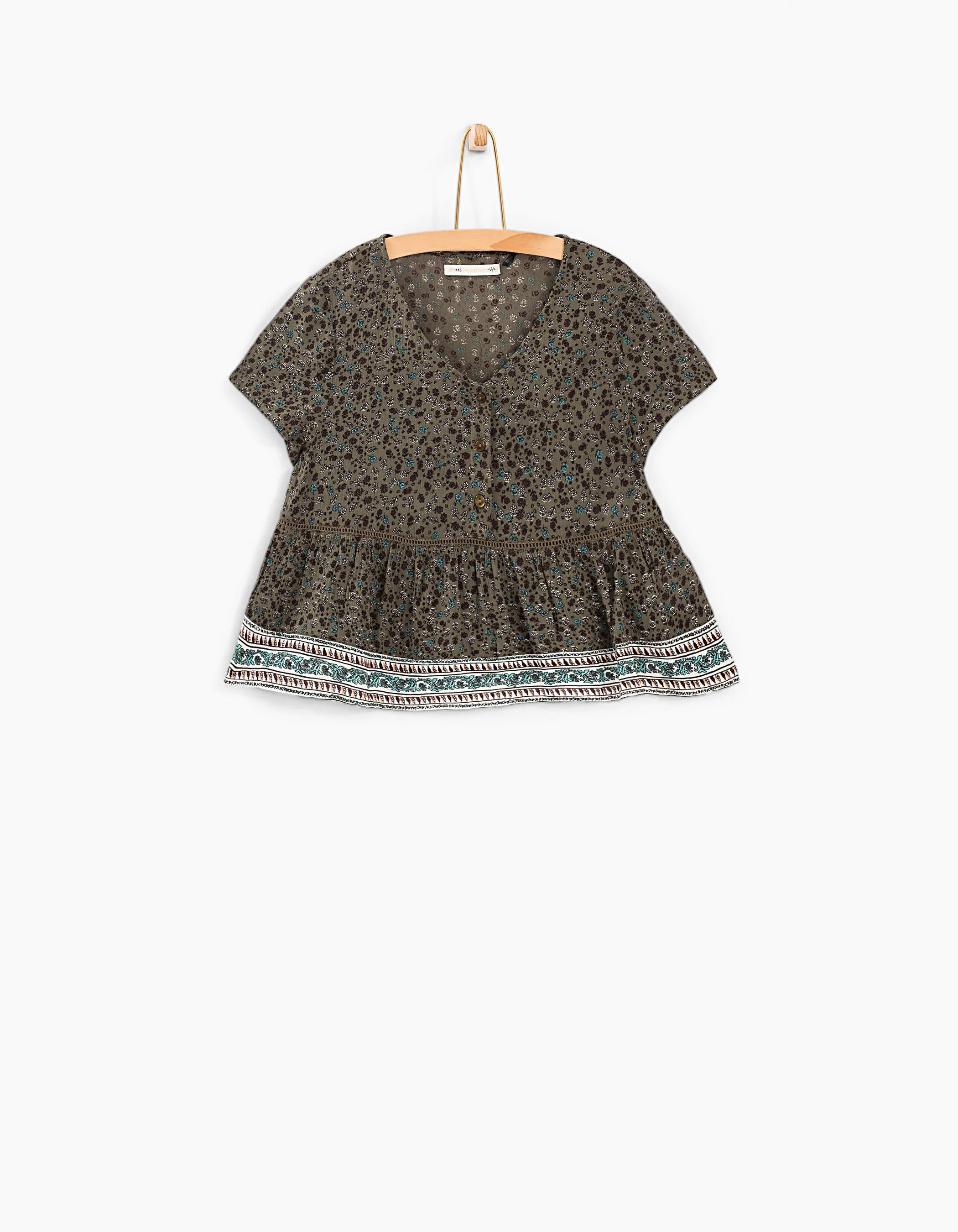 Blouse fluide kaki à imprimé fleurs fille 