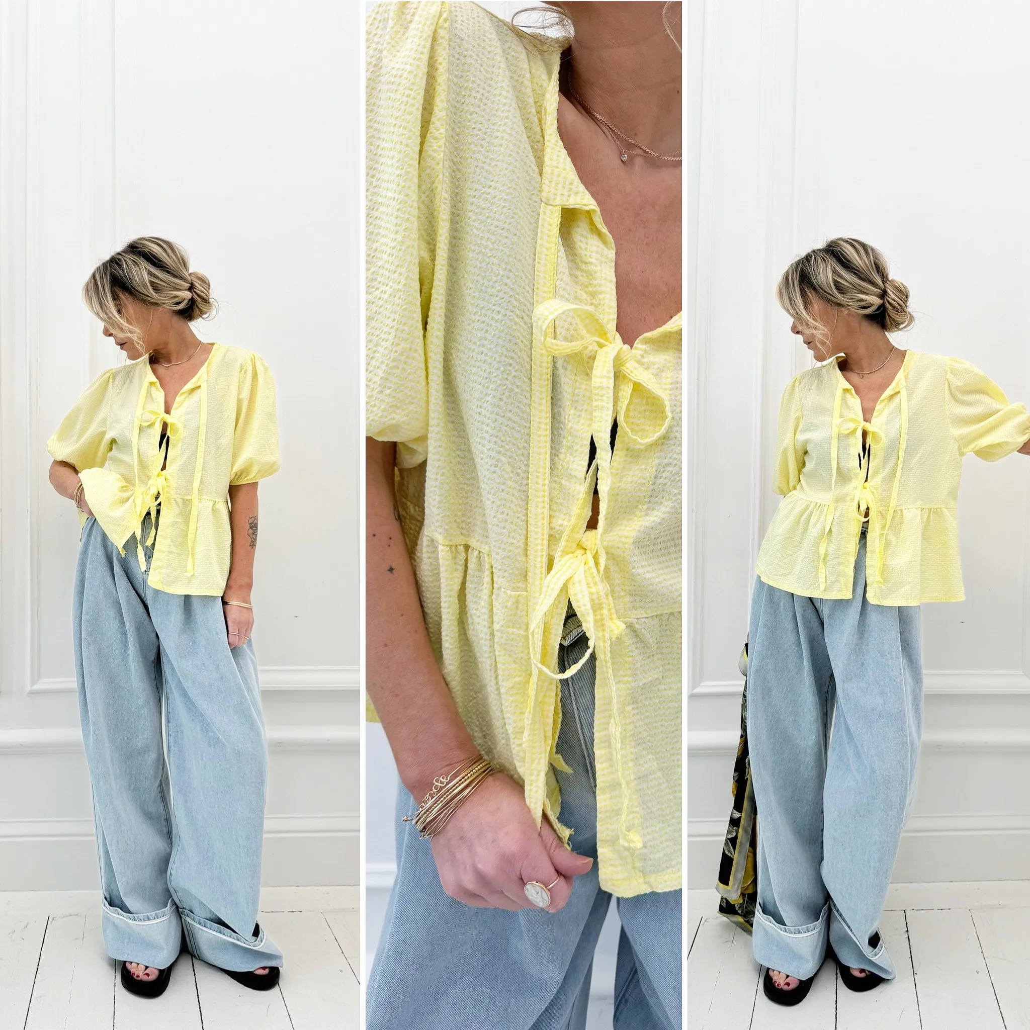 Blouse jaune à noeuds