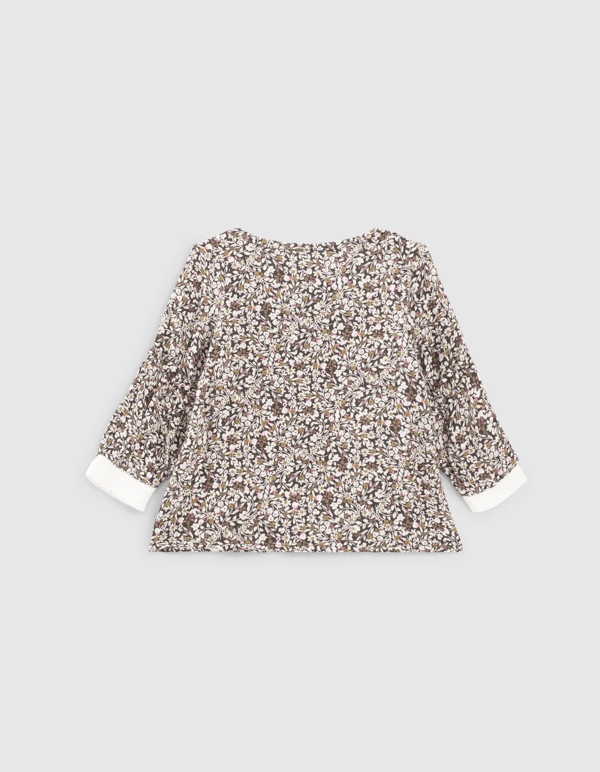 Blouse kaki foncé imprimé floral bébé fille