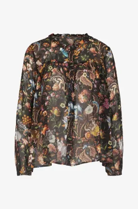 Blouse manches longues à fleurs Dark Flowers