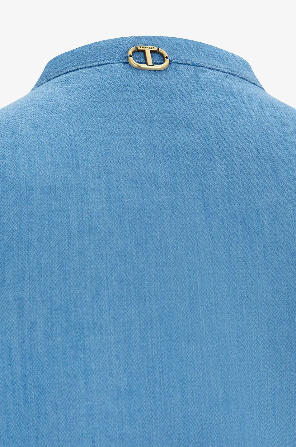 Blouse à manches courtes en chambray ornée de dentelle