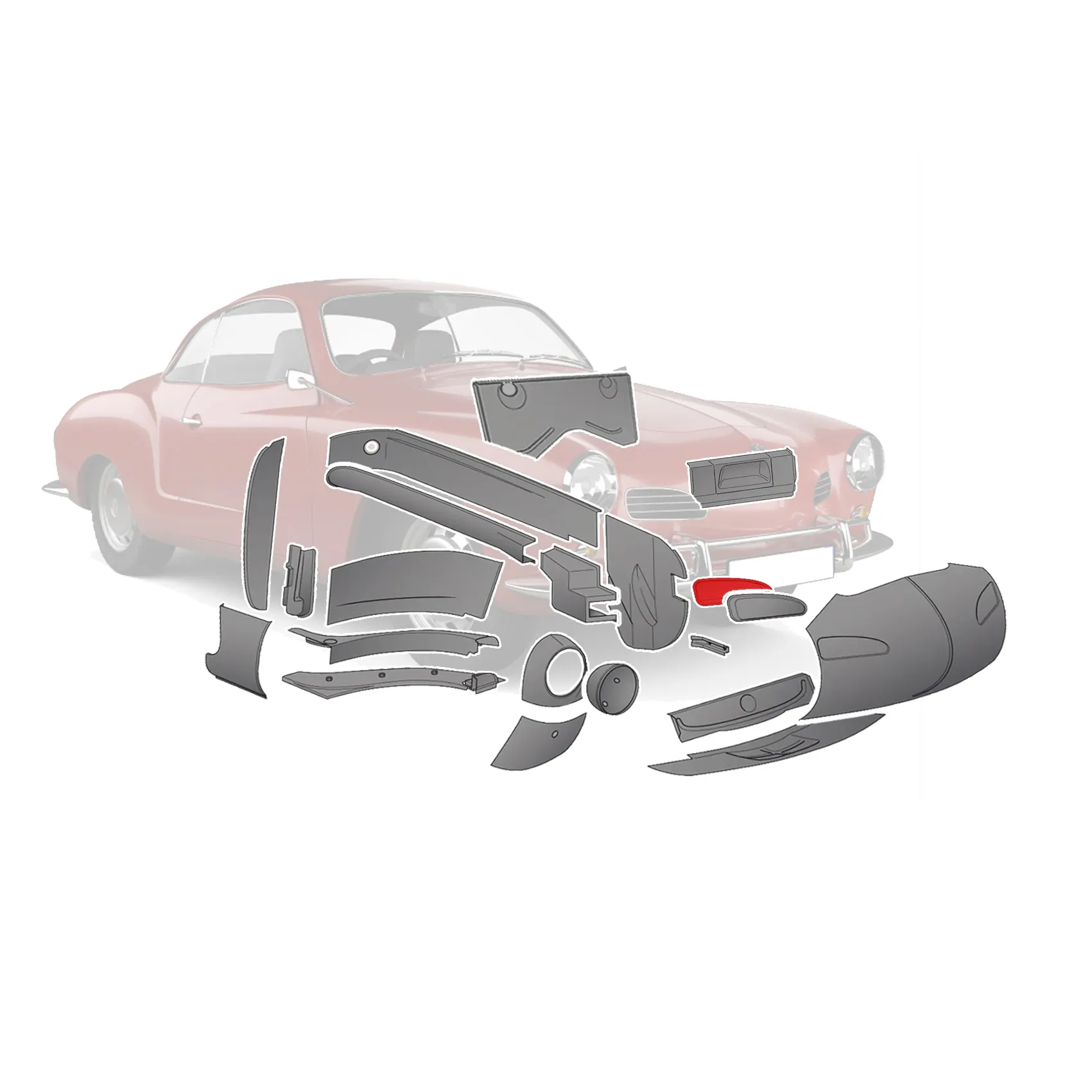 Boîte de ventilation avant intérieure droite pour VW Karmann-Ghia (1960-1974)