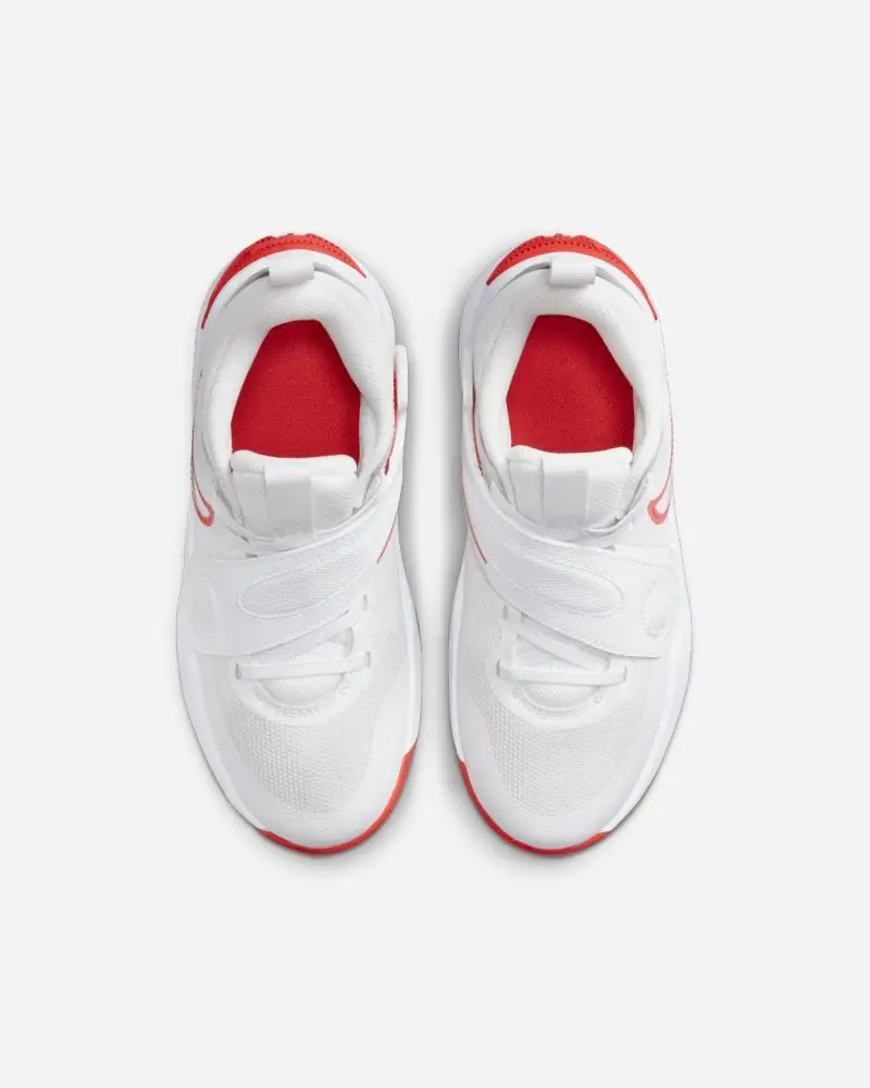Chaussures de basket Nike Team Hustle D 11 Blanc & Rouge pour enfant
