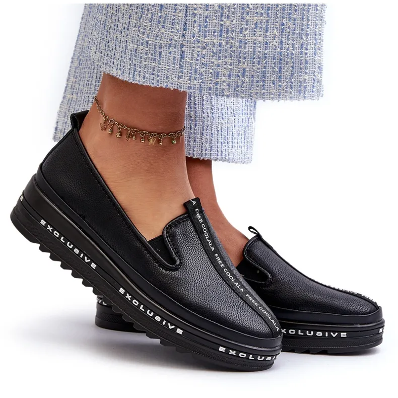Chaussures en cuir pour femmes sur la plateforme S.Barski LR260, noires le noir