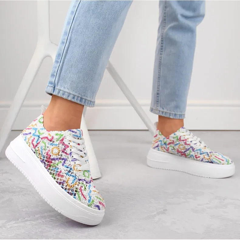 Chaussures à lacets pour femmes sur la plateforme multicolore T.Sokolski W503