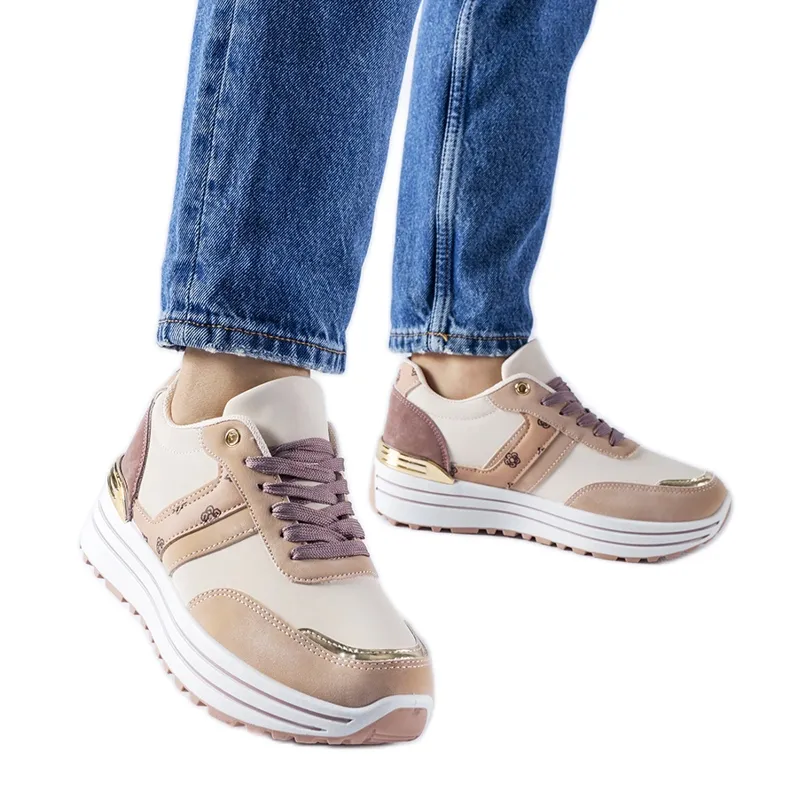 Chaussures à plateforme Provinciale roses et beiges
