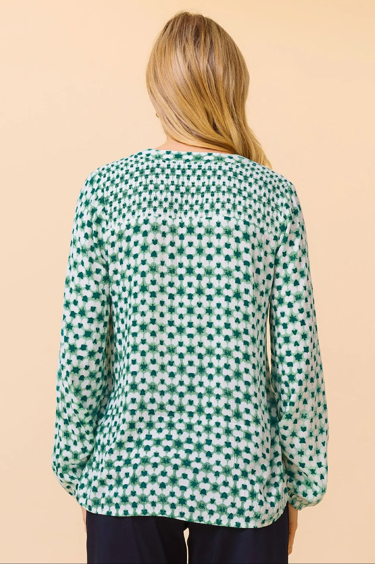 Clea Blouse | Green/White