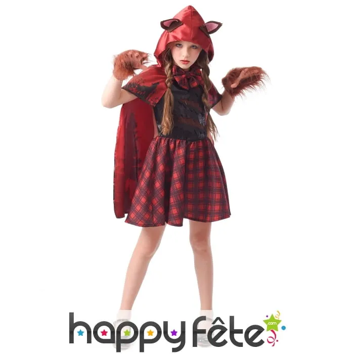 Costume de chaperon garou pour fille