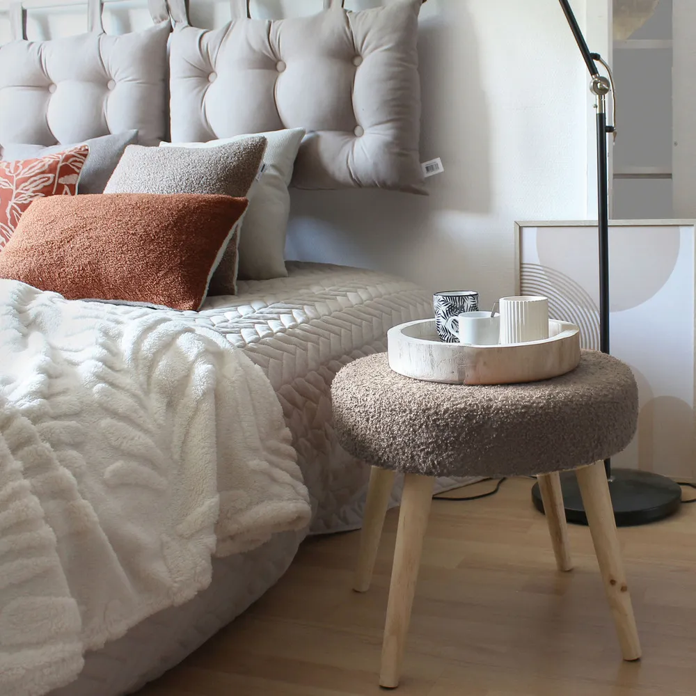 Decostars - tabouret rond en bouclettes