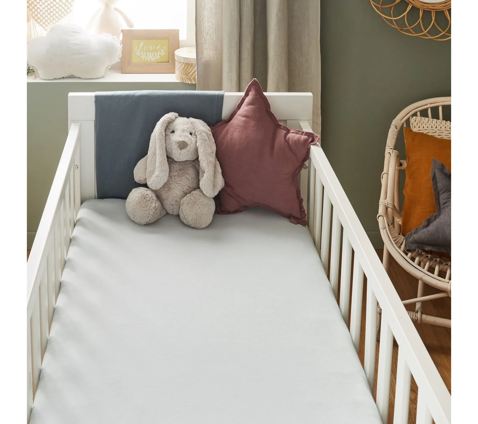 Drap Housse 60 X 120cm - 2 En 1: Alèse Et Drap Housse 100% Coton Imperméable Absorbant - Gris