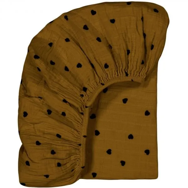 Drap housse 70x140 cm Olivia Coeur cumin