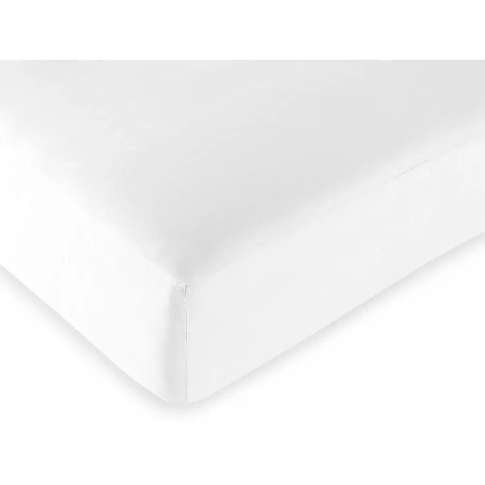 Drap housse Blanc 200 x 200 cm / 100% coton / 57 fils/cm² "King size"
