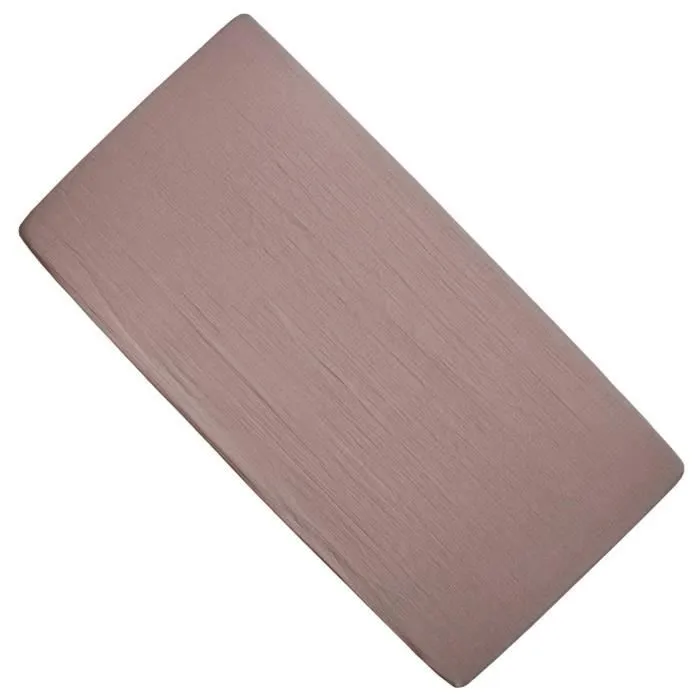 Drap housse en gaze de coton à carreaux 70x140 Taupe