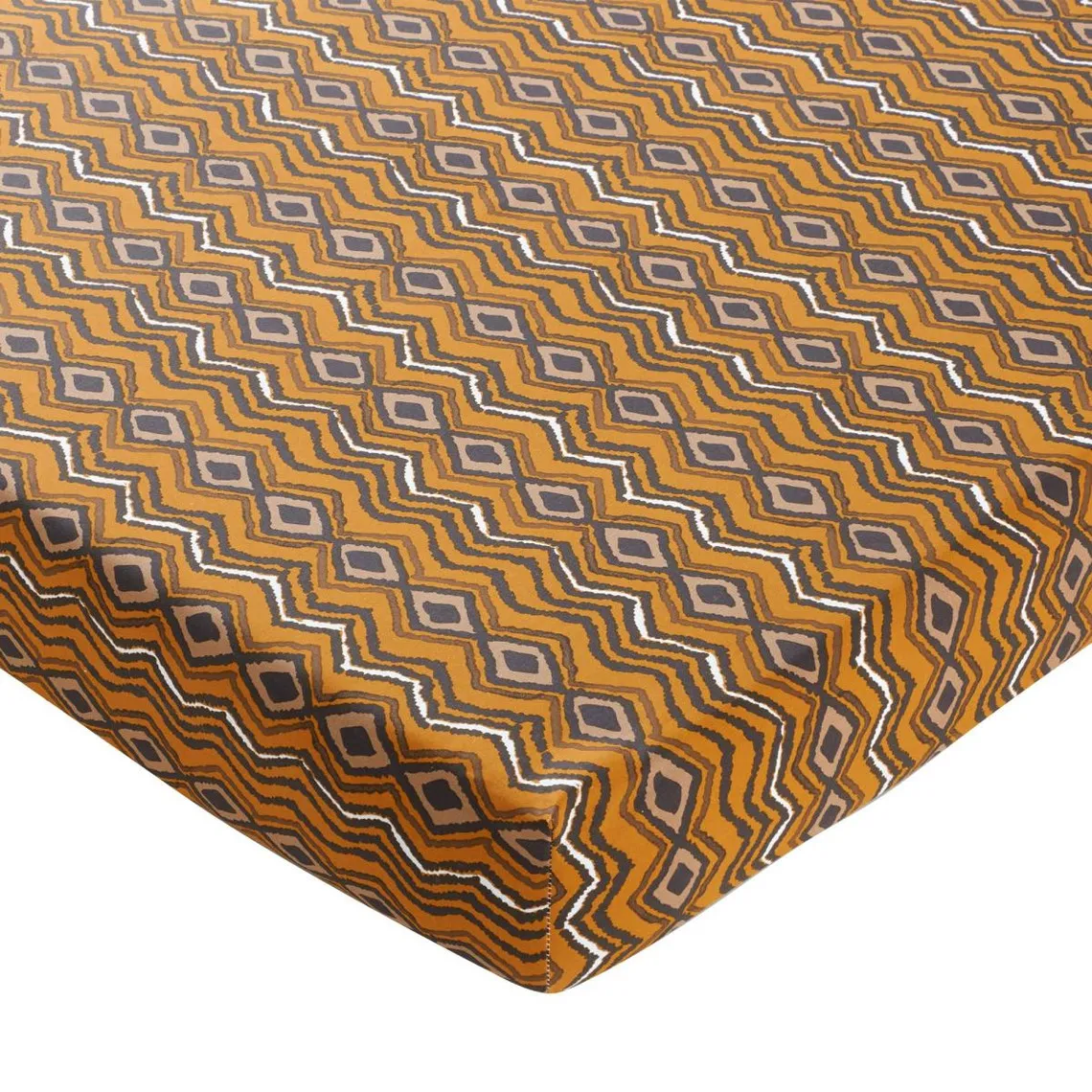 Drap housse imprimé en Coton Marron AFRICAN CRAFT  | 3 Suisses