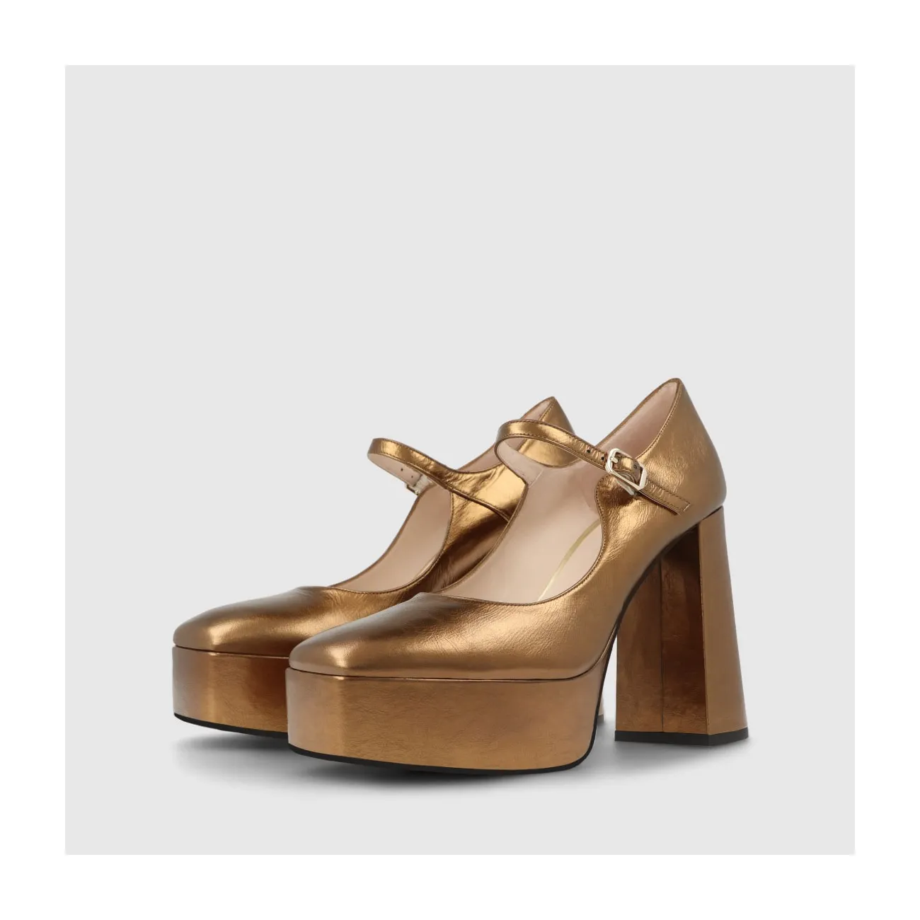 Escarpins femme Mary Jane avec plateforme en cuir bronze | LODI Chaussures femme en ligne