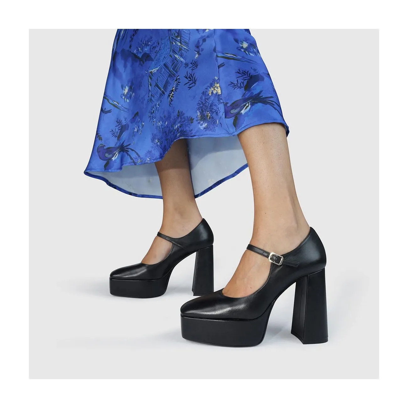 Escarpins femme Mary Jane avec plateforme en cuir noir | LODI Chaussures femme en ligne.