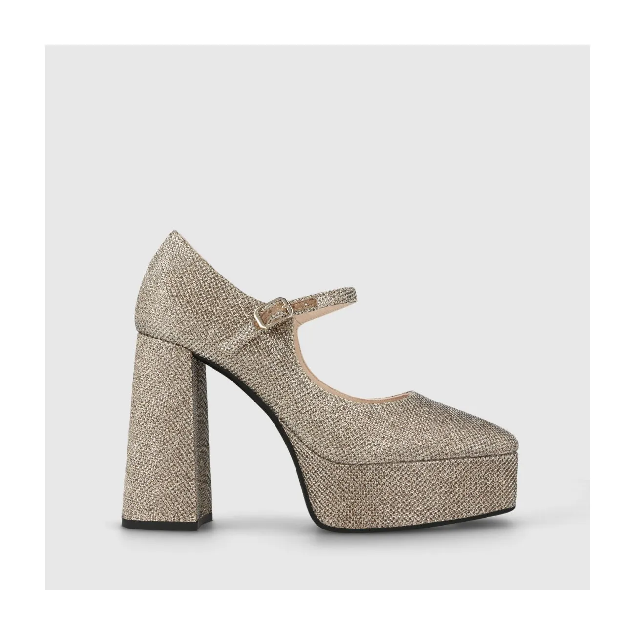 Escarpins Mary Jane femme avec plateforme en tissu aux reflets argentés | LODI Chaussures femme en ligne