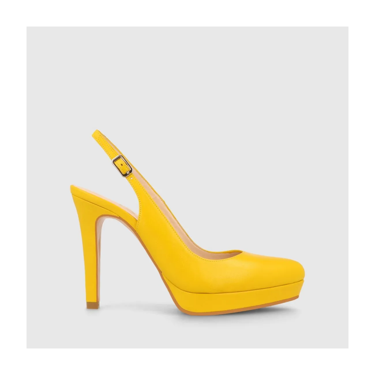 Escarpins à bride arrière Tagula en cuir lisse jaune. Modèle à plateforme | LODI Chaussures pour femme en ligne