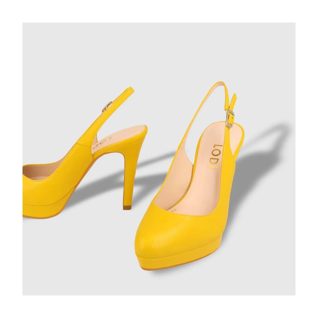 Escarpins à bride arrière Tagula en cuir lisse jaune. Modèle à plateforme | LODI Chaussures pour femme en ligne