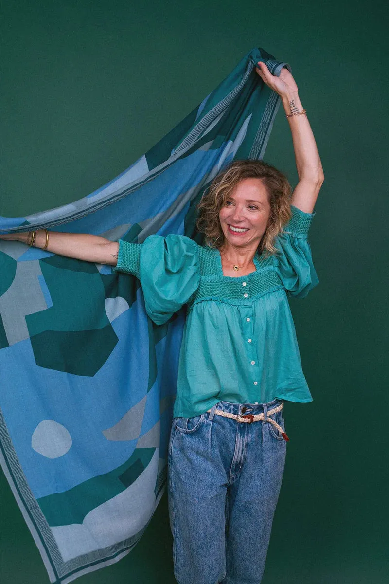Foulard Laine - shapes - bleu BOULBAR