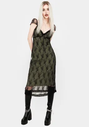Gladioli Stretch Lace Midi Dress