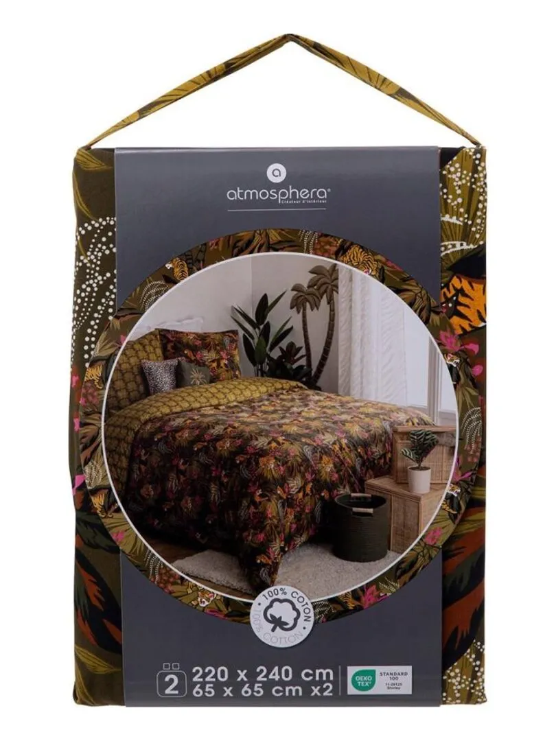 Housse de couette 240x220 Boudoir + 2 taies coton 57 fils - Vert