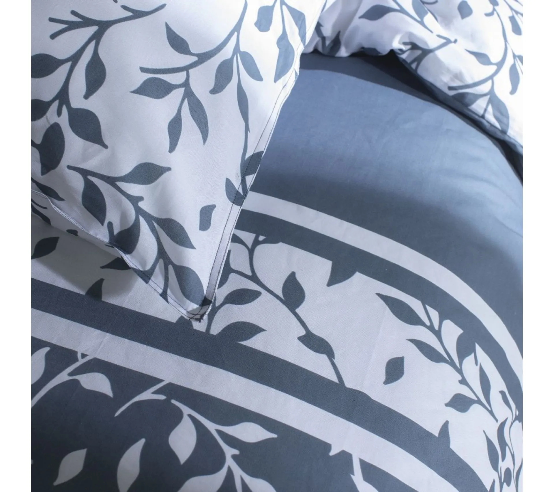 Housse De Couette 240x220 Denim Flower Garden + 2 Taies 100% Coton 57 Fils