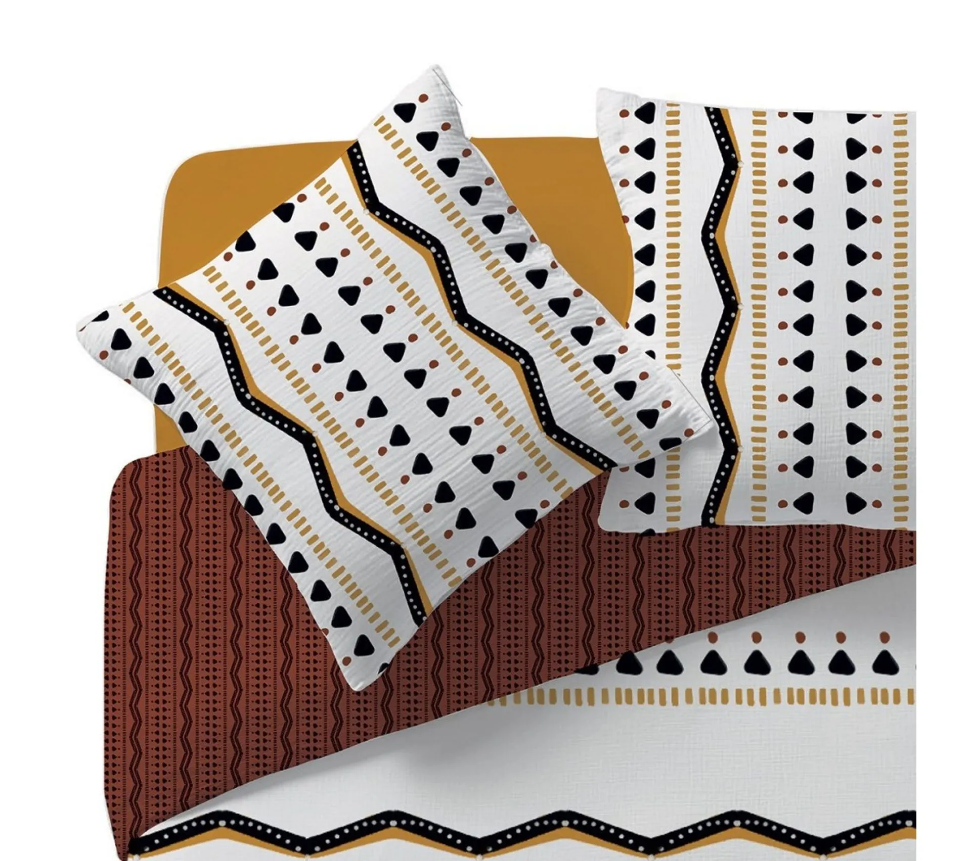 Housse De Couette 240x220 Tribal + 2 Taies 100% Coton 57 Fils