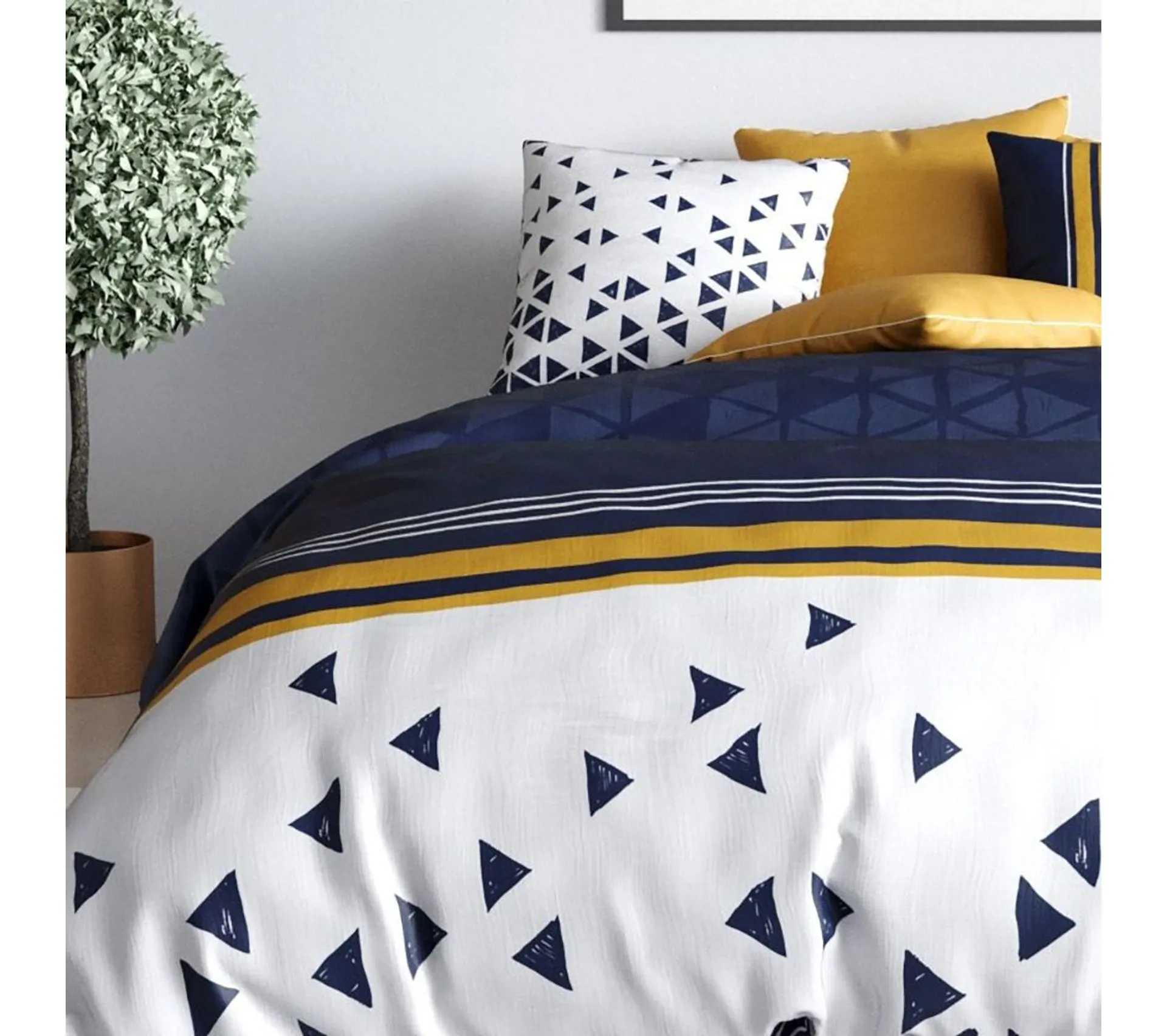 Housse De Couette 260x240 Bandol + 2 Taies Coton 57 Fils