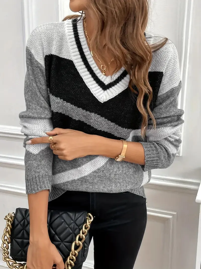 Kaitlyn - Pull en V color block