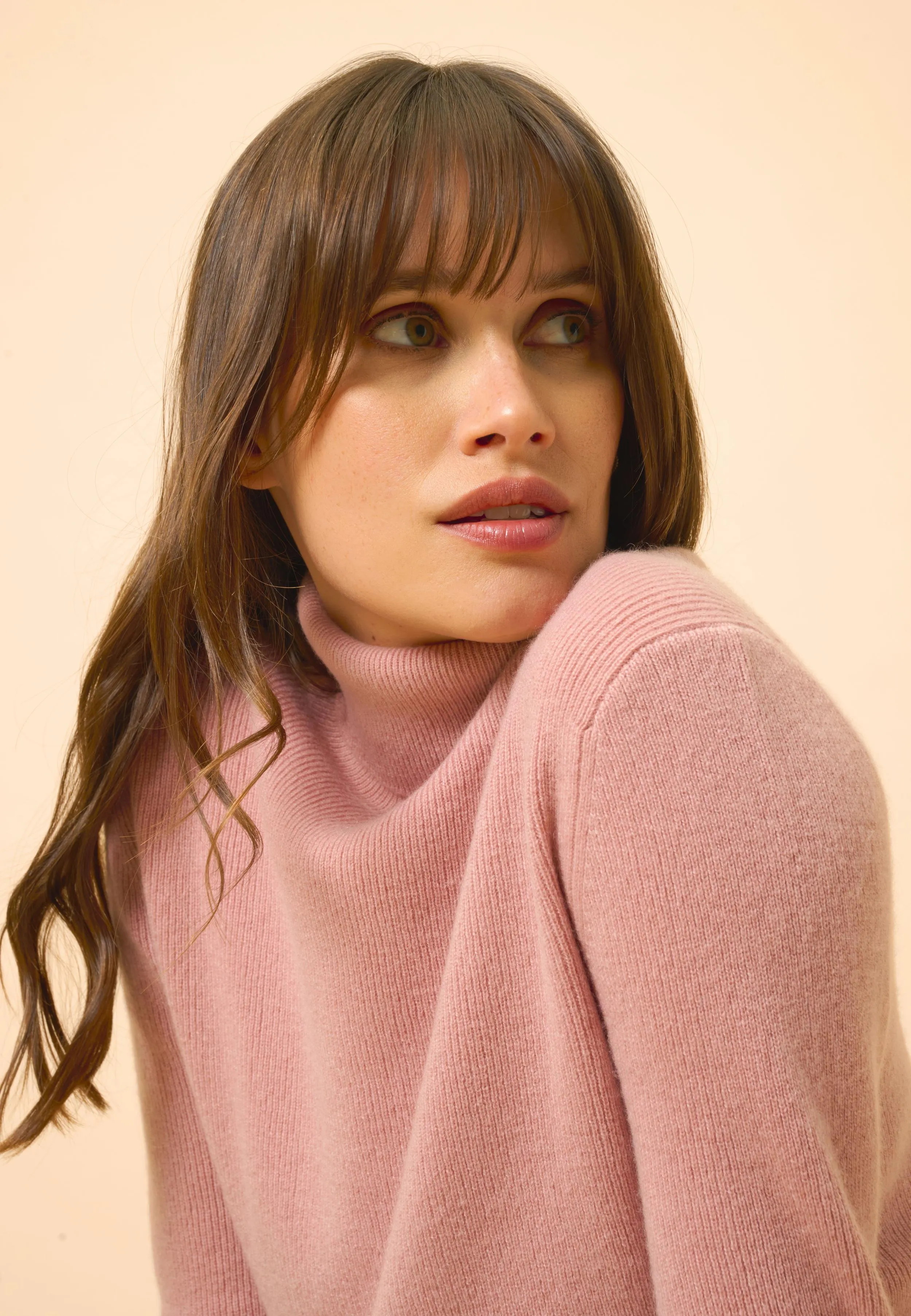 LANAIS pull col roulé bois de rose