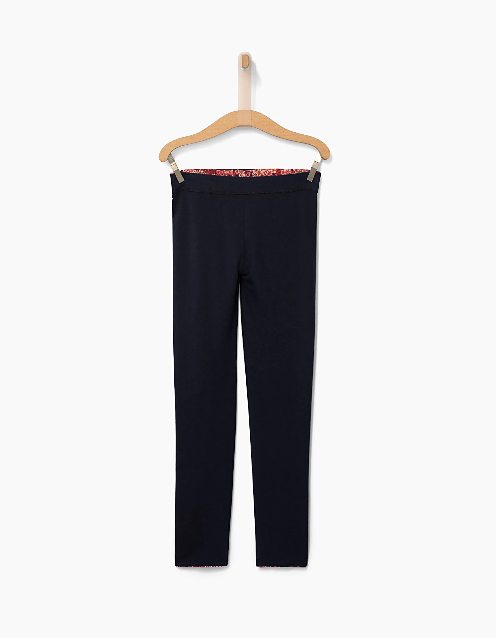 Leggings réversible orange imprimé et navy fille