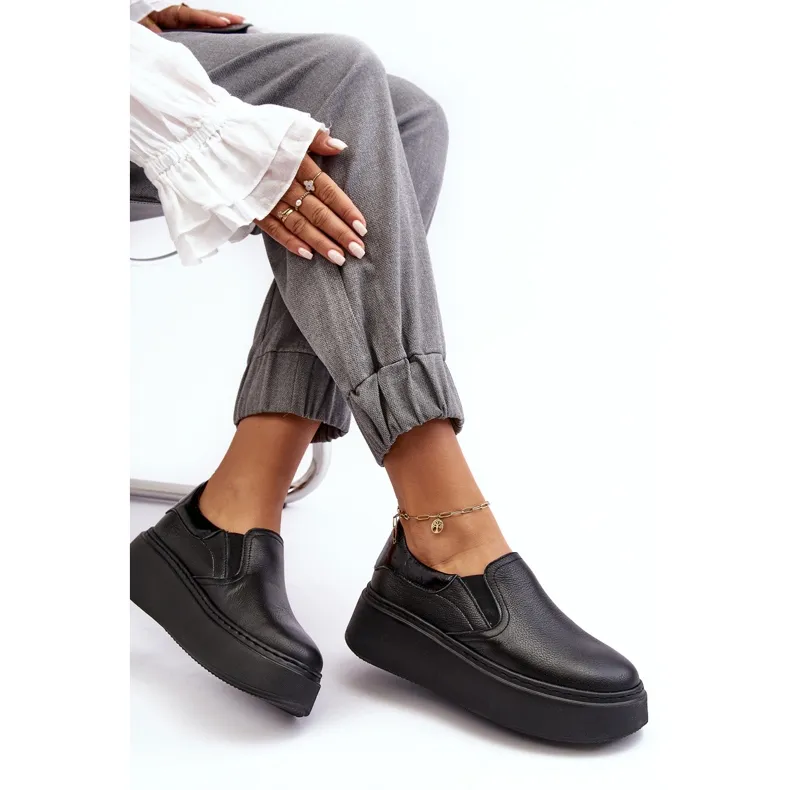 Lemar Manish Lemar Chaussures de sport en cuir pour femme sur la plateforme le noir