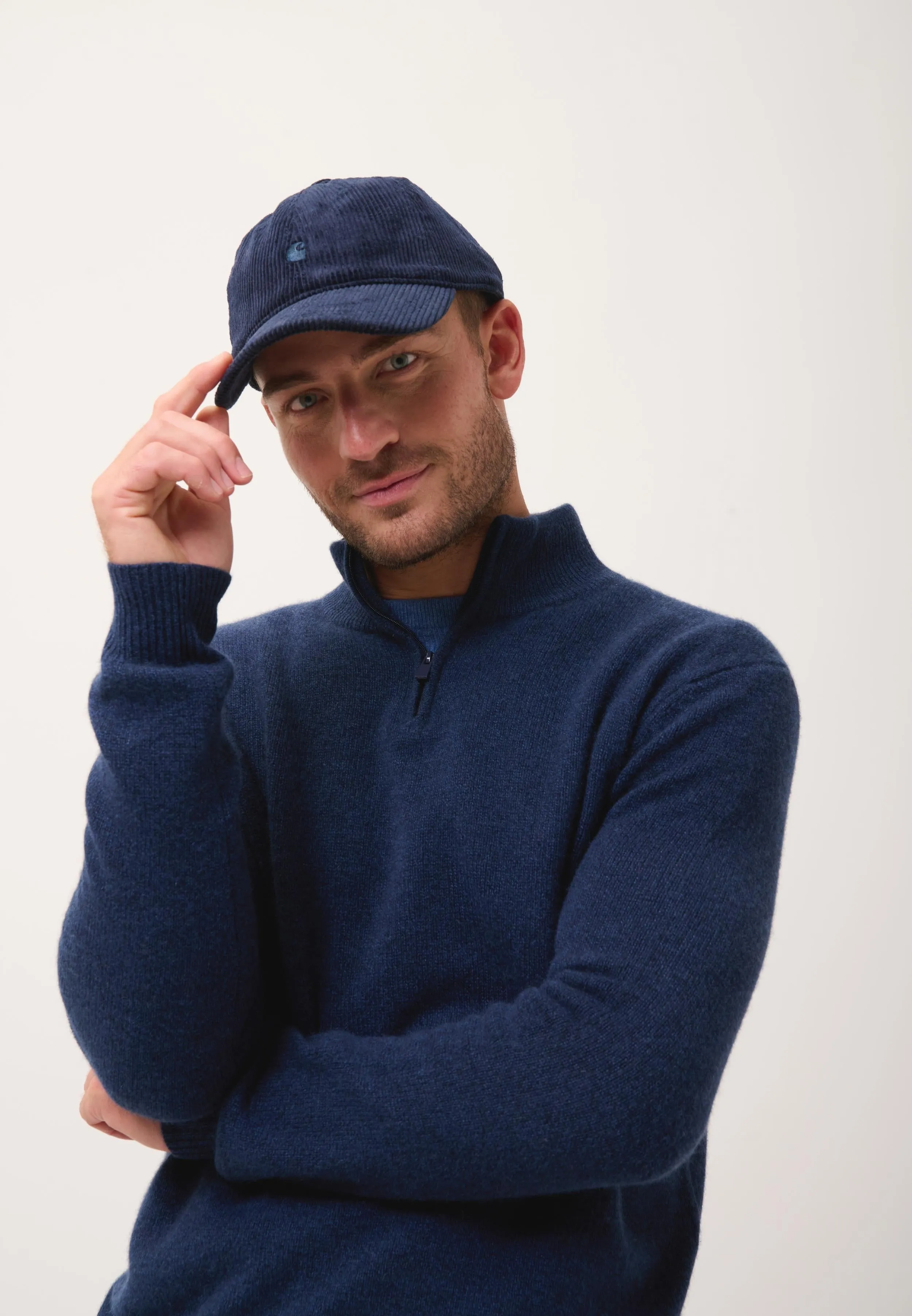 LEONIE pull col camionneur bleu nuit chiné