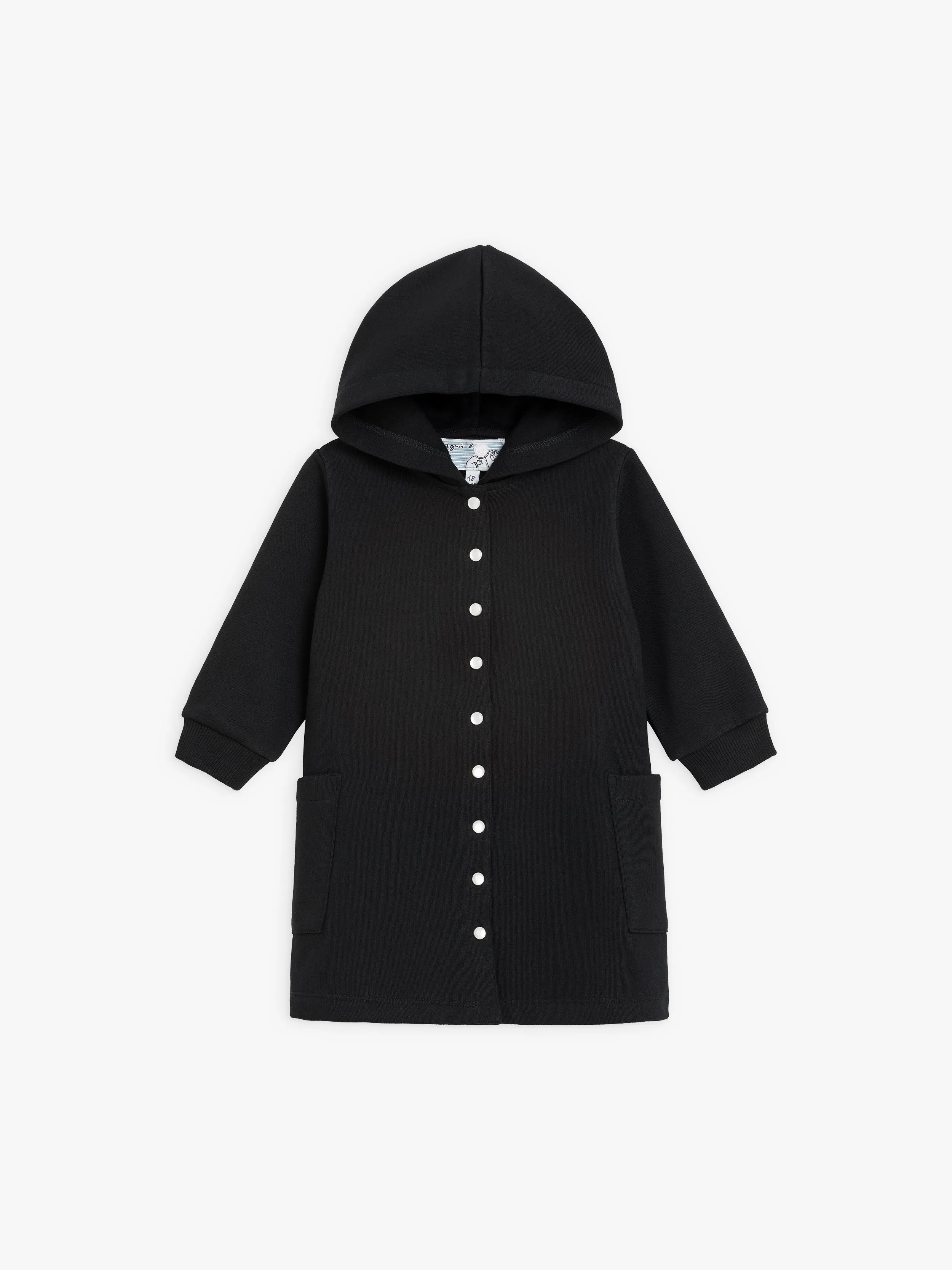 manteau layette en molleton de coton noir