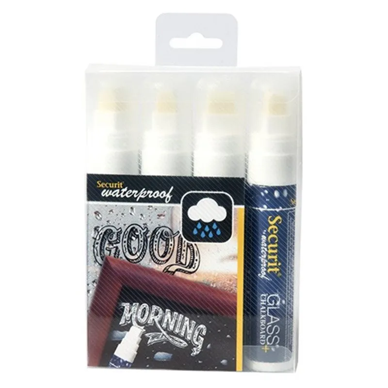 Marqueur craie waterproof large - étui de 4 blancs