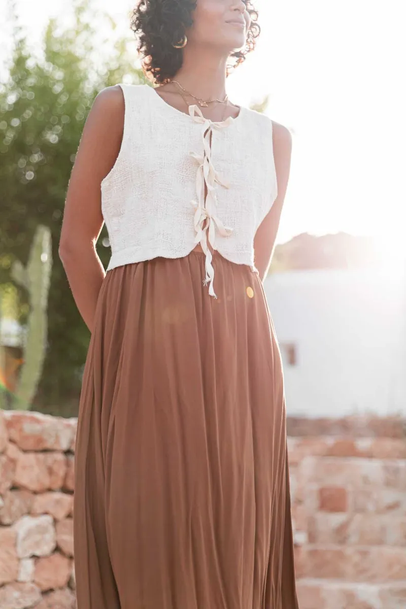 MARWA Camel - Robe Bimatière femme
