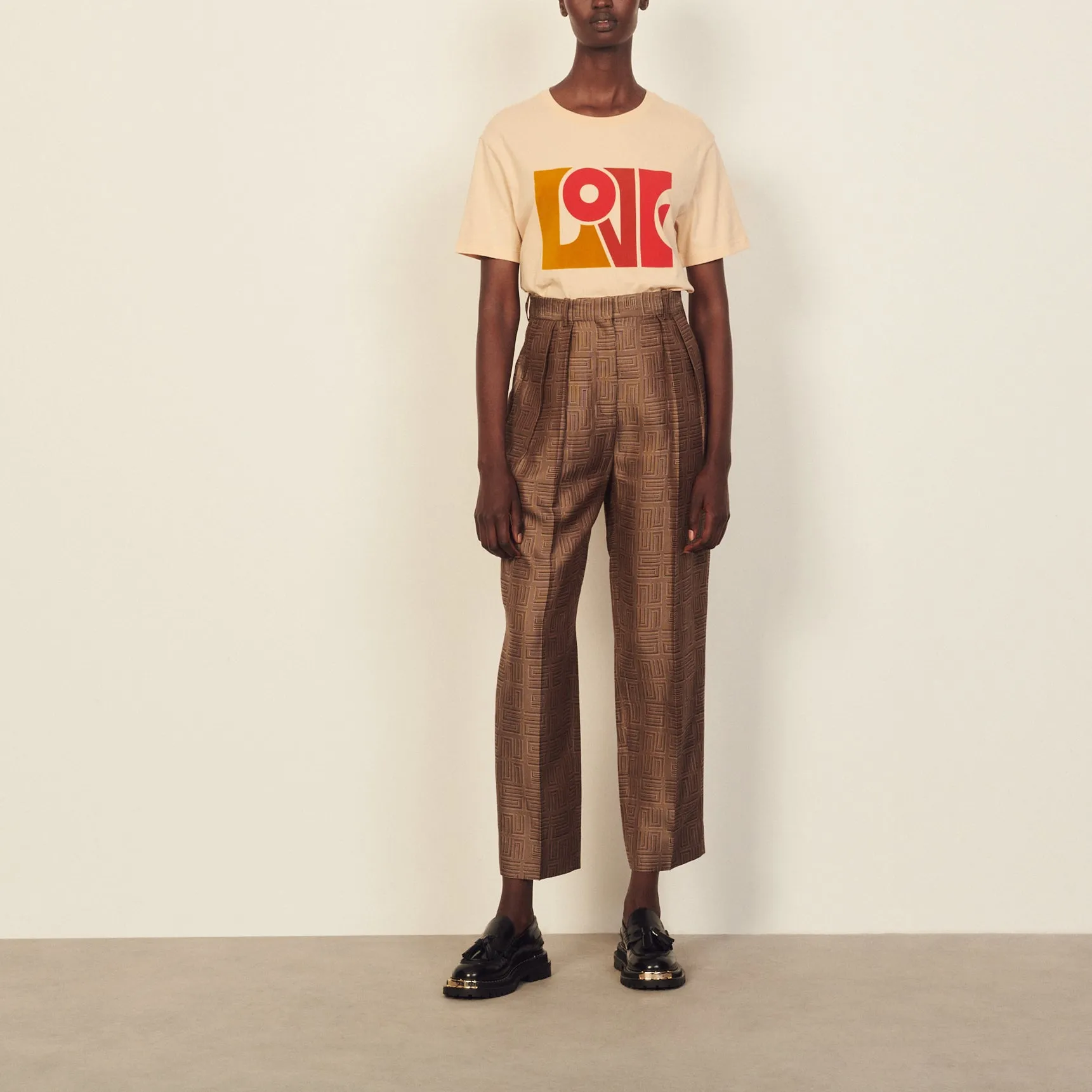 Pantalon en jacquard à taille haute