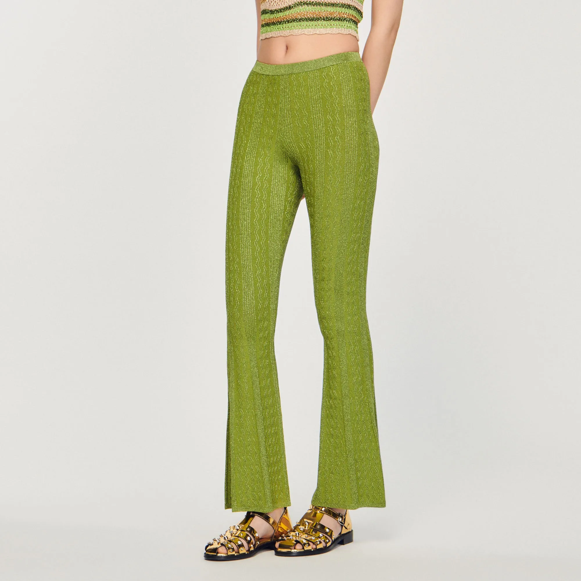 Pantalon en maille métallisée