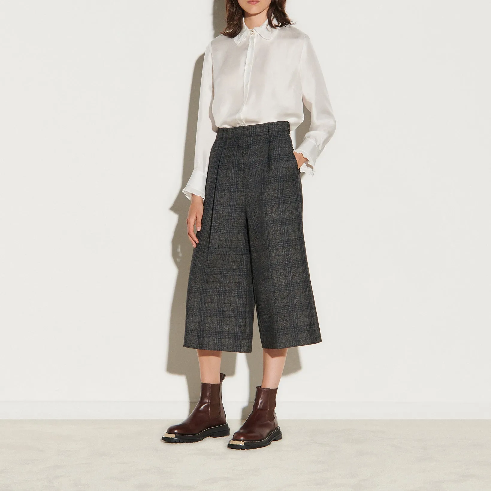 Pantalon large 7/8ème à carreaux