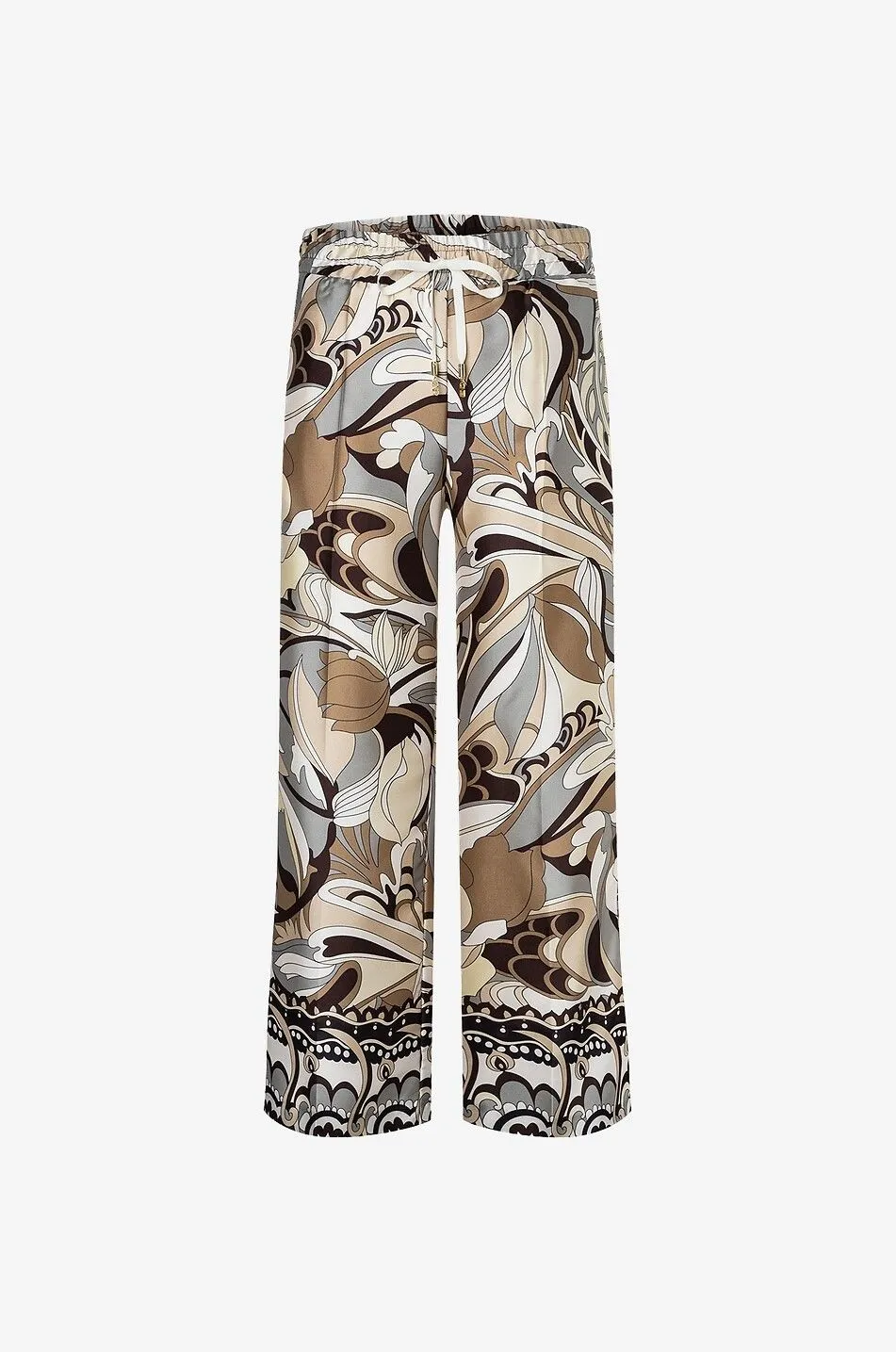 Pantalon large en sergé imprimé fleurs Clara