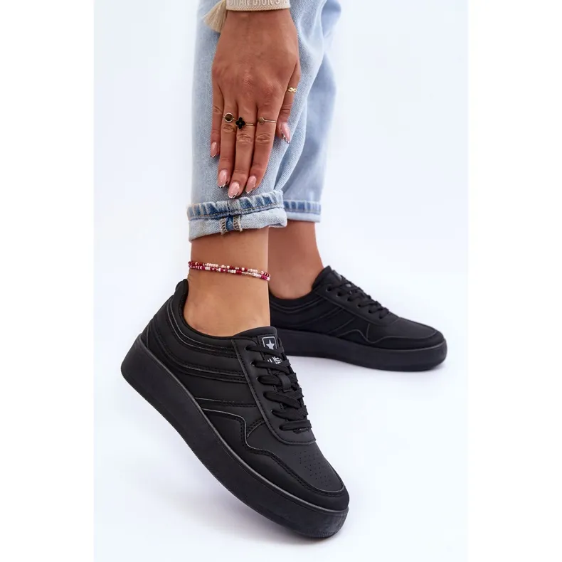PE1 Chaussures De Sport Pour Femmes Sur Plateforme Noir Pudina le noir