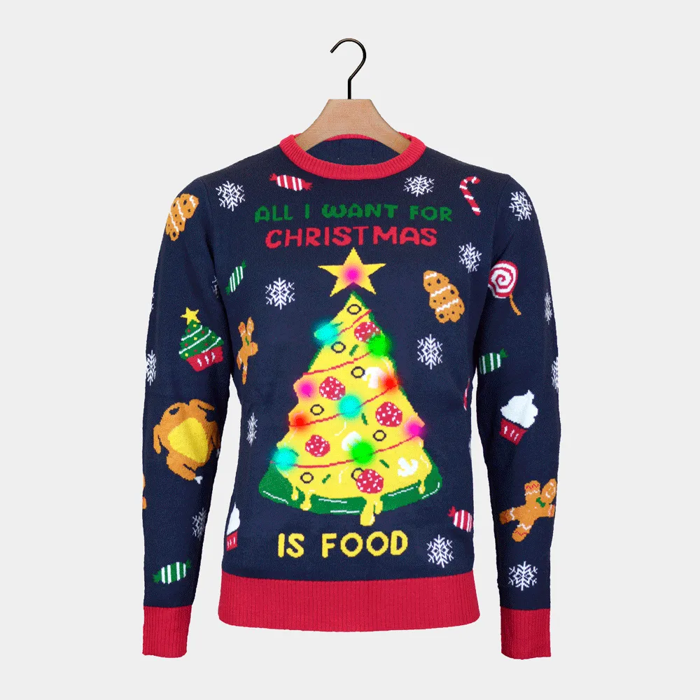 Pull de Nol pour Couple Lumineux LED Christmas Food