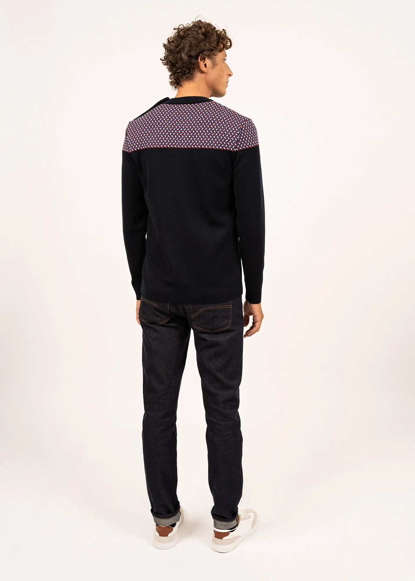 Pull marin jacquard - SAINT JAMES x Elysée (NAVY/MULTICO)