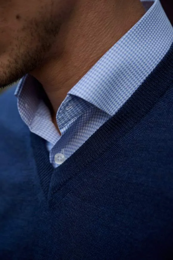 Pull Merinos V Denim