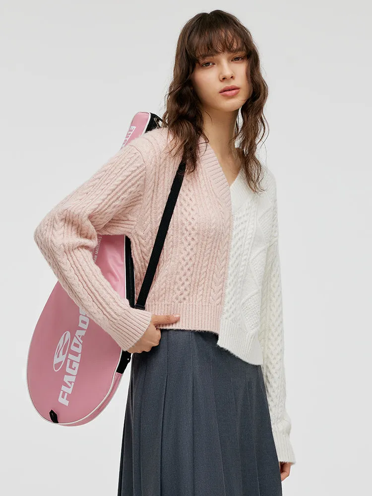 Pull Mohair à col en V et ourlet asymétrique pour femme
